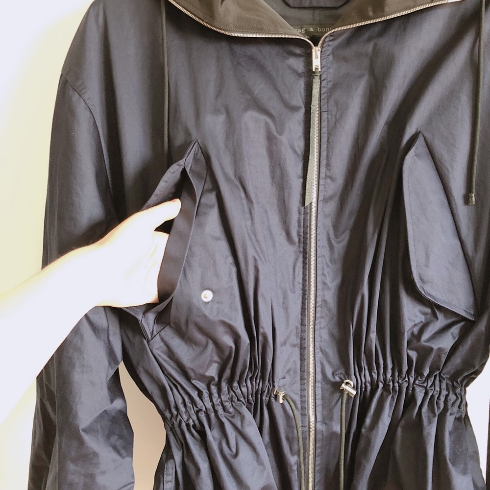 Rag & Bone Navy Raincoat Sz M - Picture 4 of 6